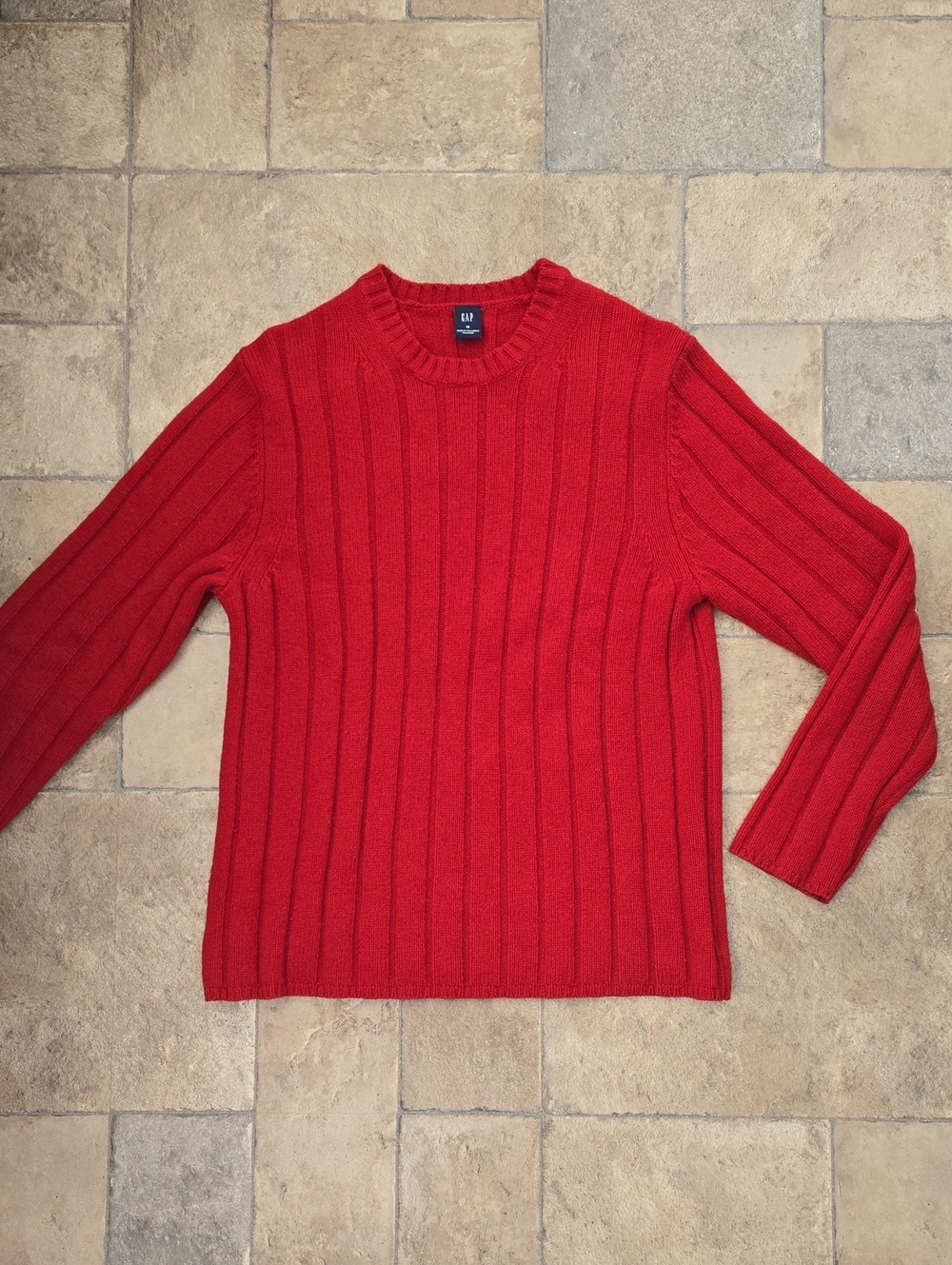 GAP Bright Red Ribbed Crewneck Sweater